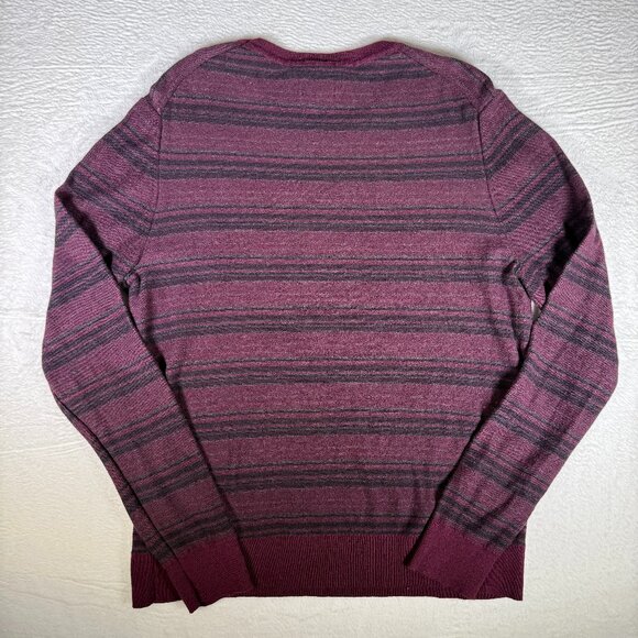 MARC ANTHONY Men's X-LARGE Slim Fit BURGUNDY WINE Stripe SWEATER Luxury Blend - Picture 2 of 6